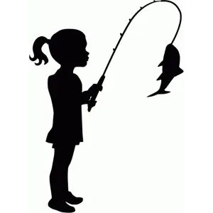 Silhouette Design Store_ Little Girl Fishing Silhouette