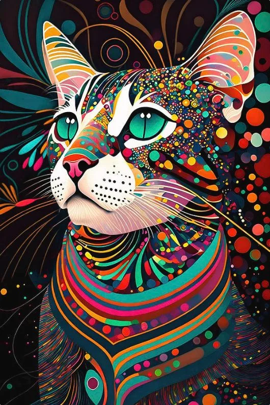 Abstract Colorful Cat